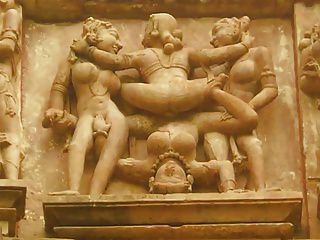 密集khajuraho的色情雕塑